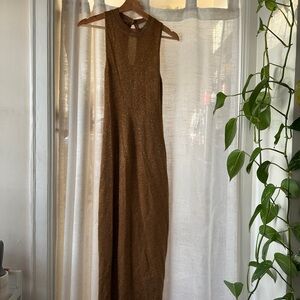 Sezane Shimmering Brown Maxi Dress